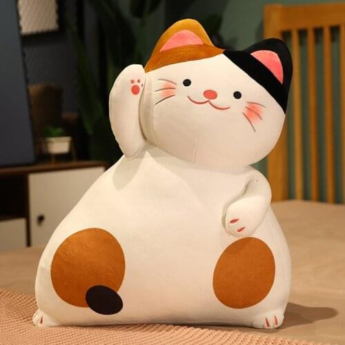Nice 40cm Cute Plush Lucky Cats Toys Stuffed Lovely Rabbit Doll Fortune Cat with Bell Animals for Children Sleeping Pillow Gift