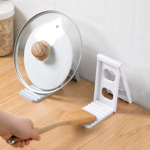 Foldable Kitchen Desktop Pot Lid Holder Multi-function Cutting Board Spoon Pan Cover Drain Drying Rack Cooker Stand Saving Space