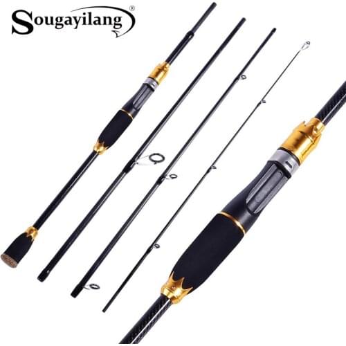 Sougayilang Top Quality 1.8M 2.1M Spinning/casting Fishing Rod Portable 4 Section Ultralight Carbon Fiber Travel Fishing Rod