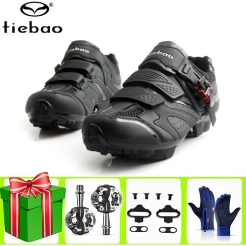 Tiebao Mountain Cycling Shoes Add SPD Pedal Breathable Mountain Bike Bicycle Athletic Racing Sneakers Bicicleta Carretera
