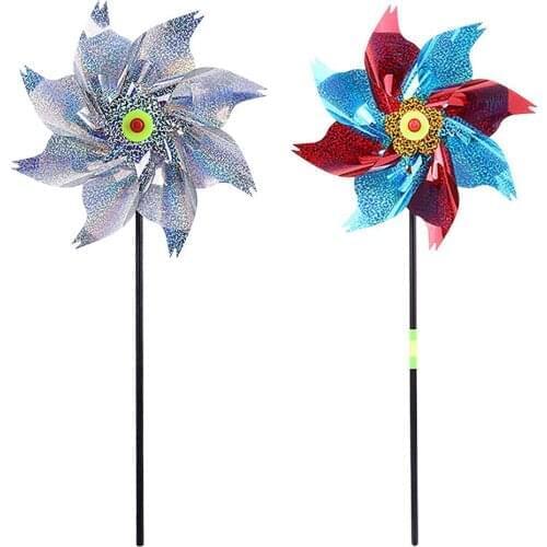 Garden Reflective Pinwheels With Stakes Bird Repellents Sparkly Pinwheel Windmill Protect Plant Flower Lawn Garden Decoration