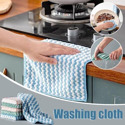 4pc Kitchen Anti-grease Wiping Rags Efficient Super Absorbent Microfiber Cleaning Cloth Home Washing Dish Kitchen Cleaning Towel