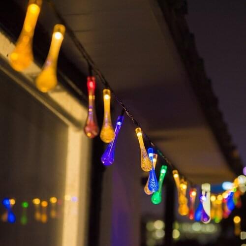 Outdoor Solar Water Drop Light String 100 LED Waterproof Garland Fairy Light Christmas Garden Holiday Wedding Party Decorative