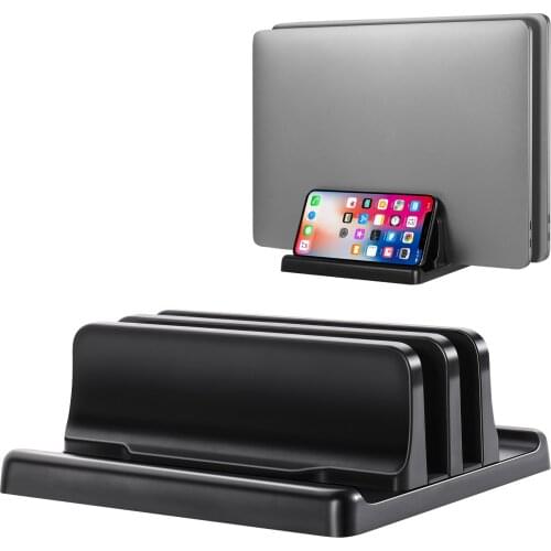 Vertical Laptop Stand Holder Plastic Adjustable Desktop Notebook Dock Space-Saving 3 In 1