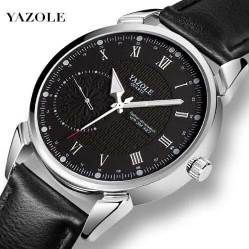 YAZOLE Men Quartz Watch Man Business Watches Rome Scale Male Watch For Men Chronograph Leather Strap Relogio Masculino