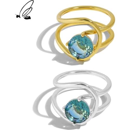 SSTEEL Sterling Silver 925 Minimalism Ring Double-layer Line Design Zircon For Women Luxury Party 2021 Trend Fine Jewellery