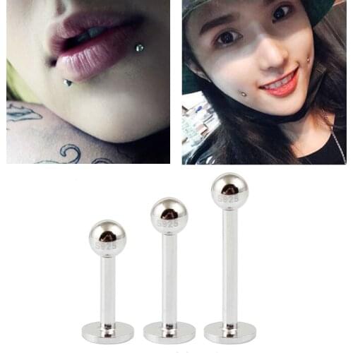 1pcs 925 sterling silver Labret Lip Ring Tragus Piercing Helix Piercing Earrings
