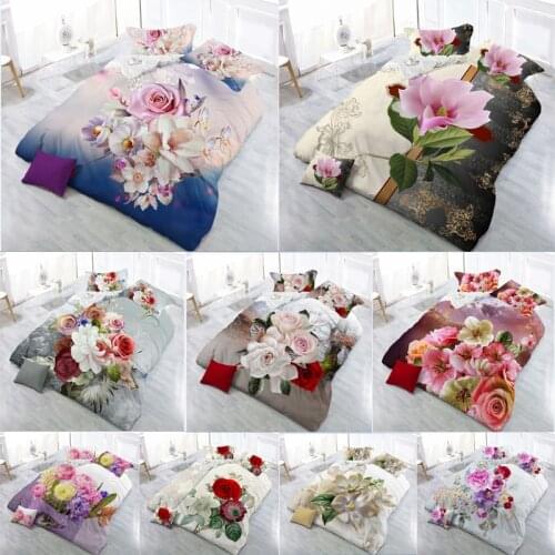 17 Hot Sale 2018 New 3D Bedding Sets Reactive Print Flowers Pattern Quilt Cover Bed Sheet Pillow Case 4PCS