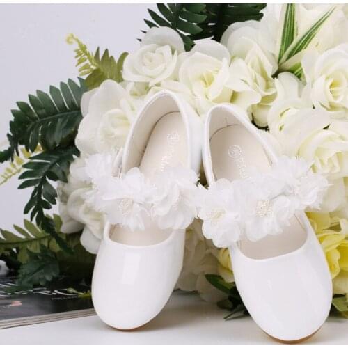 2018 Spring Children Korea Flower Lace Pearl Leather Shoes Kids School Wedding Shoes Girls Party Dress Princess Single Shoes