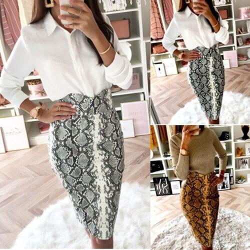 2019 Thefound Brand Hot Women Bodycon Skirt Faux Snake Print High Waist Zipper Mini Party Clothing Ladies Girl Sexy Club Skirts
