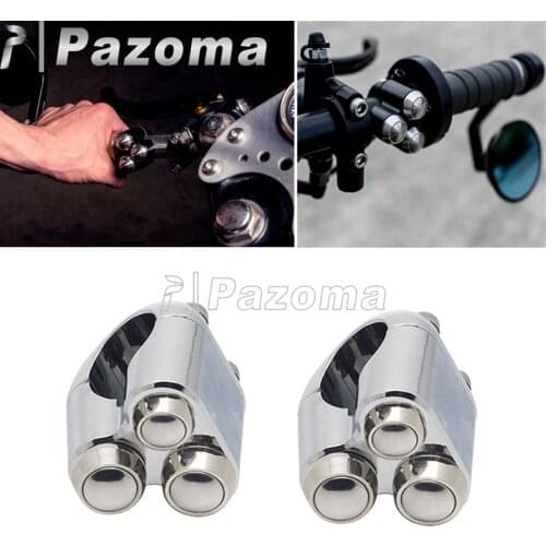 2x 1" 7/8" Triple Micro Switch Button Housing Aluminum 22mm 25mm Handlebar Slim Push Button Switches for Bobber Chopper BMW
