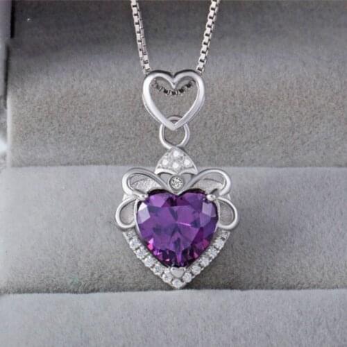 925 Silver Necklace Topaz Pendant Amethyst Ocean Star Heart Pendant with 45cm Necklace Wedding Anniversary Party Gifts