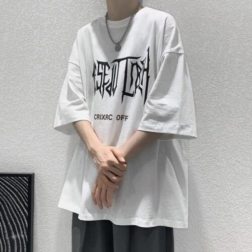 White Hip Hop Black T Shirt Funny Men Cool Punk Oversize T Shirt High Street Summer Half Sleeve Couple Gray Gothic T Shirt