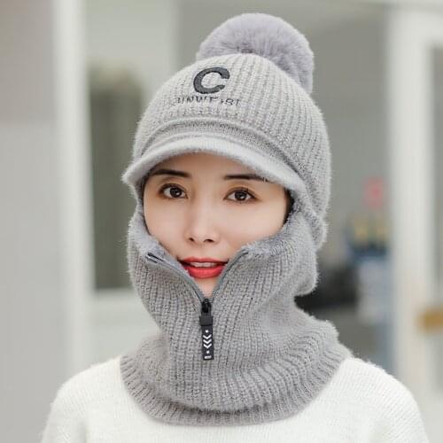 Brand Winter Knitted Beanies Hats Women Thick Warm Beanie Skullies Hat Female Knit Letter Bonnet Beanie Caps Outdoor Riding Sets