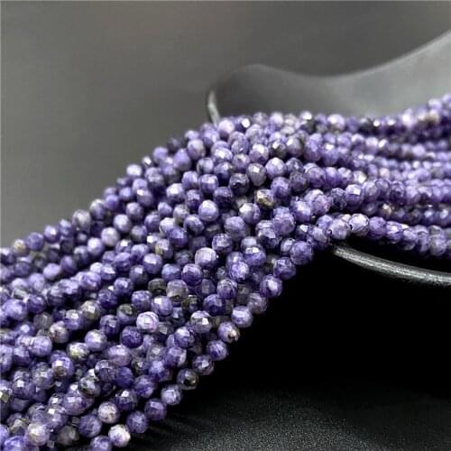 Charoite Stone Beads Round Faceted Loose Spacer Beads For Jewelry Making DIY Bracelets Necklace Accessories 15" Strands 2 3 4mm