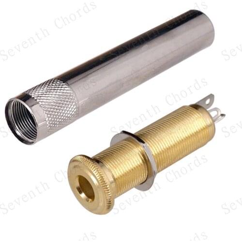 Gold 1/4" 6.35mm Threaded Cylinder Guitar Bass Jacks output Input Plug Sockets and Long Threaded bushing Sleeve