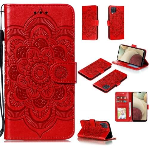 Datura Flower Embossed Pu Leather Phone Case for Samsung Galaxy F62 / M62 Card Slot Wallet Photo Frame Kickstand Back Cover