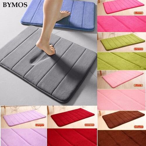 Home Bath Mat Coral Fleece Bathroom Carpet Water Absorption Non-slip Memory Foam Absorbent Washable Rug Toilet Floor Mat