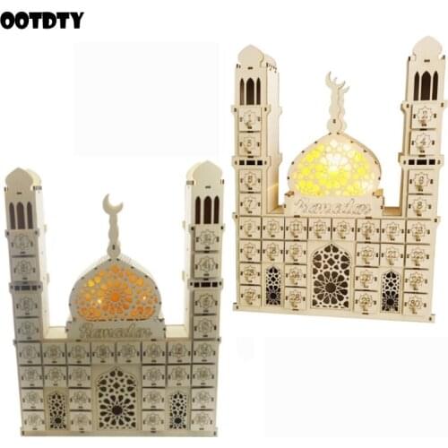 Eid Mubarak Countdown Calendar DIY Ramadan Ornaments Wooden Drawer Home Party Decoration Crafts