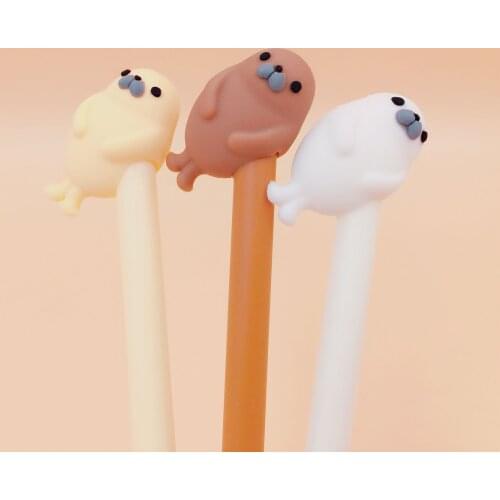 Ellen Brook 1 Piecce Cute Cartoon Sea Lion Silicon Gel Pens Kawaii Stationery Material Office School Supplies Kids Gifts
