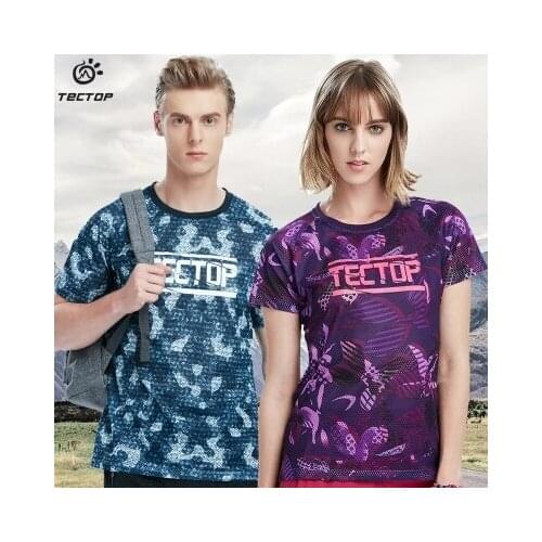 TECTOP outdoor men women Camouflage printing Light thin Short sleeve T-shirts Breathable quick-drying camping running T-shirts