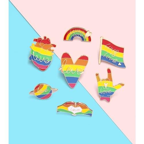 ILGA Rainbow Enamel Pins Equal rights to love Brooches Lapel Badges Fashion Pins Gifts for Friends Wholesale Jewelry
