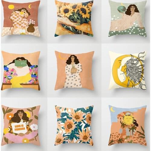 Oil Painting Women Flower Throw Pillow Case Matisse Inspired Pattern Cushion Covers for Home Sofa Chair Decorative Pillowcases