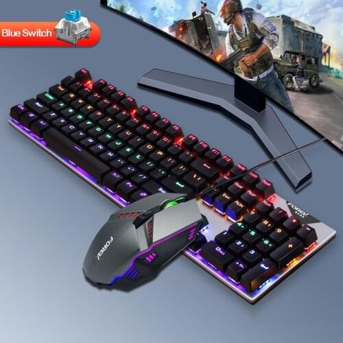 Wired RGB Backlit Keyboard and Mouse Combos Waterproof Optical 104 Keys Keyboard Ergonomic 6 Button Mouse for Gaming Laptop