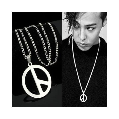 Kpop High Quality Anti-war Pendant Necklace Punk Beads Chain Necklace Men Women Gdragon Jewelry Collier Hip Hop Long Chain