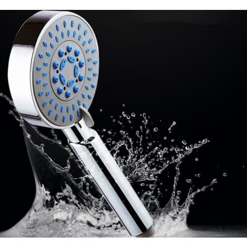 High Quality Five Fuction Silica Gel Holes Shower Head Water Saving With Chrome Shower head Rainfall Round Handheld Shower