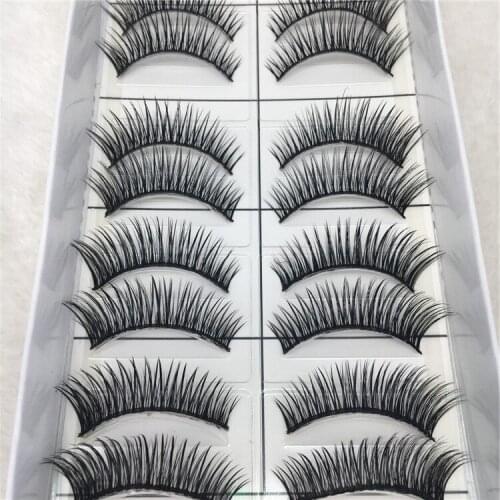 NEW Natural Cross Short False Eyelashes Handmade Cotton Stalk Fiber Long Eye Lashes Smoked Stage Makeup Thick Fake Eyelashes