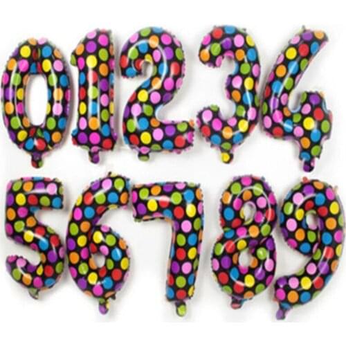 New 16-Inch Polka Dot Color Digital Balloon Childrens Birthday Party Decoration Polka Dot Aluminum Foil Balloon Wholesale