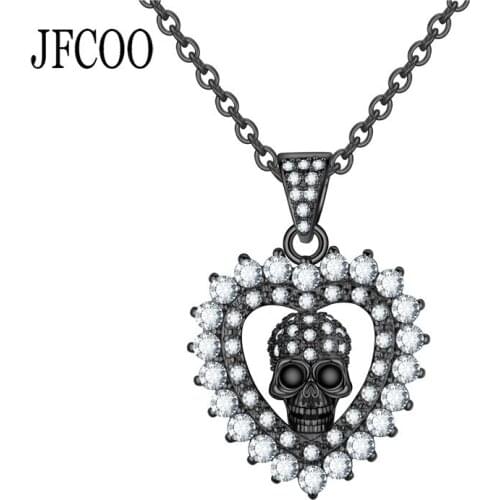 Heart Punk Skull Necklaces Pendants Zircon Crystals Necklaces Wedding Valentines day Jewelry gift Dropshipping