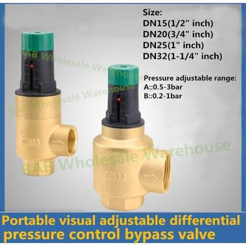 Portable visual adjustable differential pressure control bypass valve for Air conditioning system and floor heating system