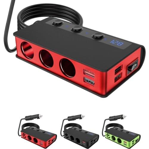 QC3.0 Car Charger Car Cigarette Lighter 3 USB 2.4A Cigarette Lighter Adapter 180W 3 Car Cigar Lighter Socket With Voltmeter