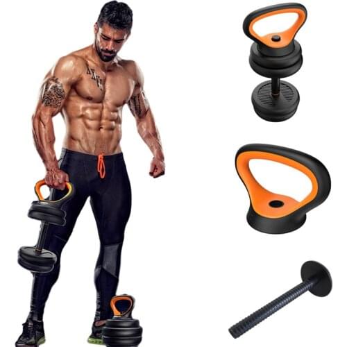Gym Home Fitness Adjustable Kettlebell Handle Use With Weight Plates Arm Strength Workout Kettle Bell Grip Dumbbell Equipment