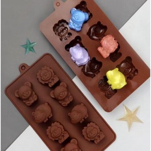 8-hole cartoon animal chocolate mold DIY silicone cake baking tools Candy ice cube mold