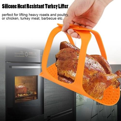 Silicone Turkey Lifter Heat Resistant Non-Stick Oven Meat Roast Barbeque Mat