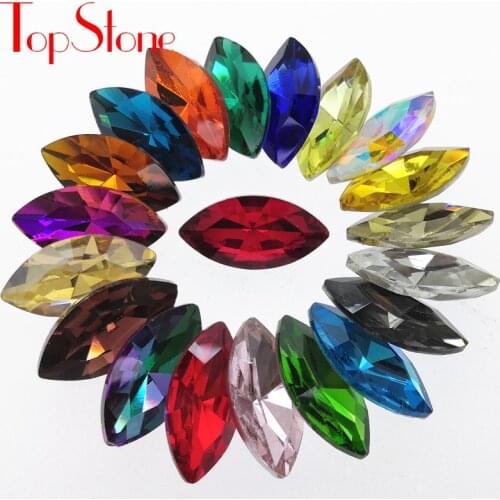 TopStone Navette Rhinestone 5x10,6x12,7x15,9x18,17x32mm All Colors Pointback Glass Crystal Stones for DIY Garment dress making