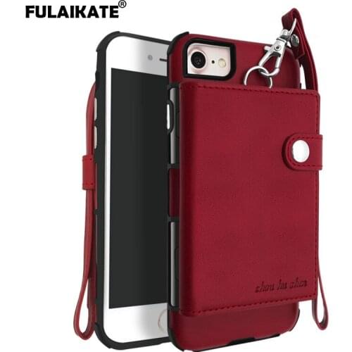 FULAIKATE Striae Strap Universal Case for iPhone 7 Card Pocket Back Cover for iPhone 6 6s Phone Protective Cases for iPhone 8