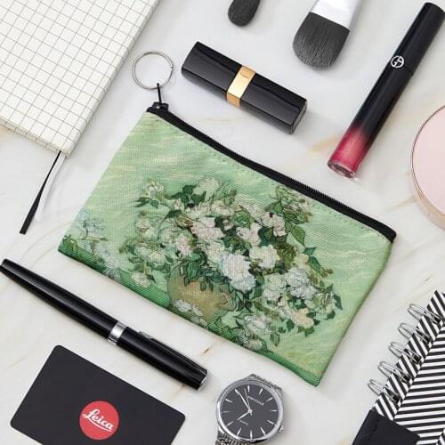 New Mini Flower landscape Oil Painting Coin Purse Women Girls Fashion Printed Wallet Lipstick coin Portable Money Purse Pocket