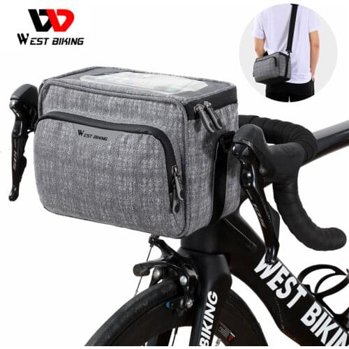 WEST BIKING Bike Handlebar Bag Touch Screen Phone Bags Waterproof Shoulder Bag Road MTB Cycling Package Bicycle Accessories