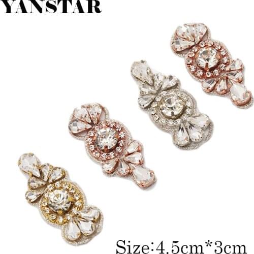 YANSTAR 100pcs Bridal Gown Belt small silver Rhinestone Appliques Trim For Wedding Dress Belts Rose Gold Crystal Accessory YS926