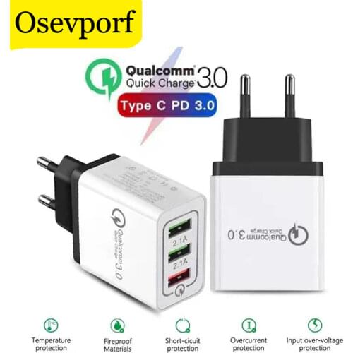 18W USB Charger Quick Charge 3.0 QC 3.0 Fast Charging Adapter 3 USB Mobile Phone Charger For iphone XR XS Max X 7 8 11 Chargers