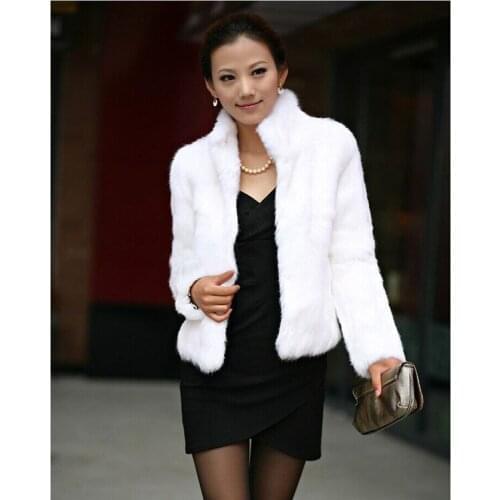 Womens imitation fur trim coat Fur fashion long sleeve stand collar fur coat imitation Rex rabbit hair fur trim coat