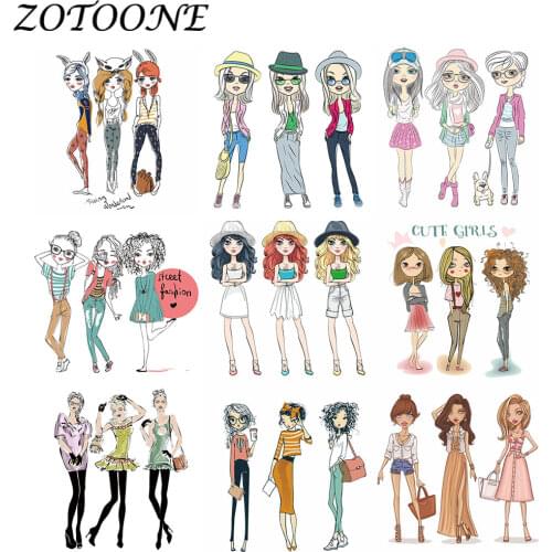 ZOTOONE Lady Iron on Transfers for Clothing 1pcs Fashion Girl Patch Iron on Patches for Clothing Thermo Stickers Application E