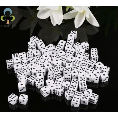 200Pcs/Lot Dices 8mm Plastic White Gaming Dice Standard Six Sided Decider Birthday Parties Board Game Drop Shipping GYH