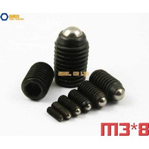 30 Pieces M3x8mm 12.9 Grade Alloy Steel Hex Socket Spring Ball Plunger Set Screw