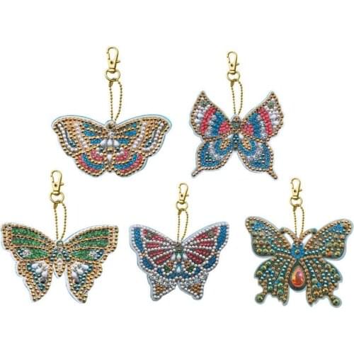 5pcs/lot DIY Special Shaped Full Drill Butterfly Diamond Painting Keychain Kits Resin Women Girl Bag Jewelry Handmake Gifts