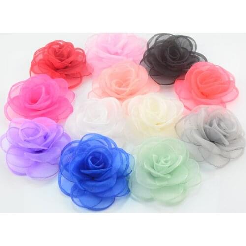 50 pcs/lot , 3.5" inch Sheer Organza Rose Flowers, Organza Flowers, You Choose Colors